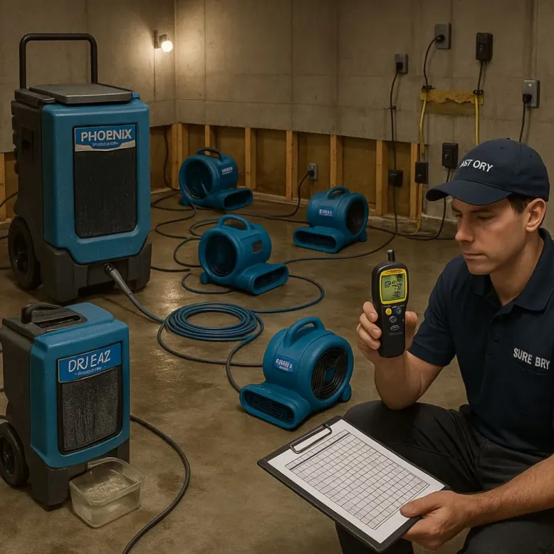 Structural Drying and Dehumidification process in Dyersville, IA